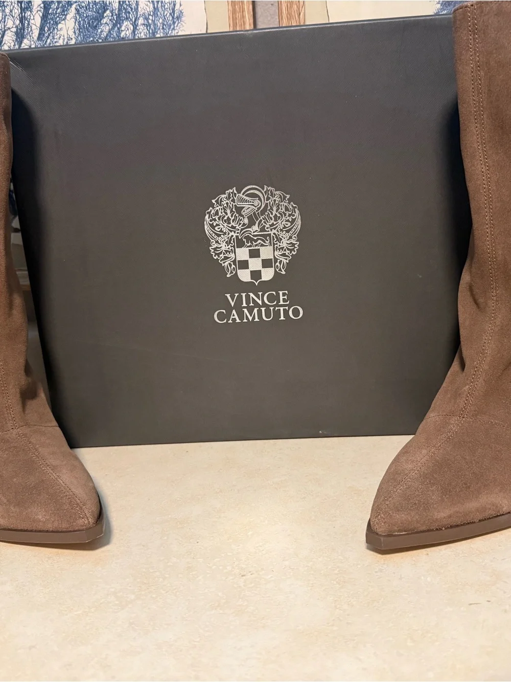 Vince Camuto Brown Suede Pointed-Toe Ankle Boots